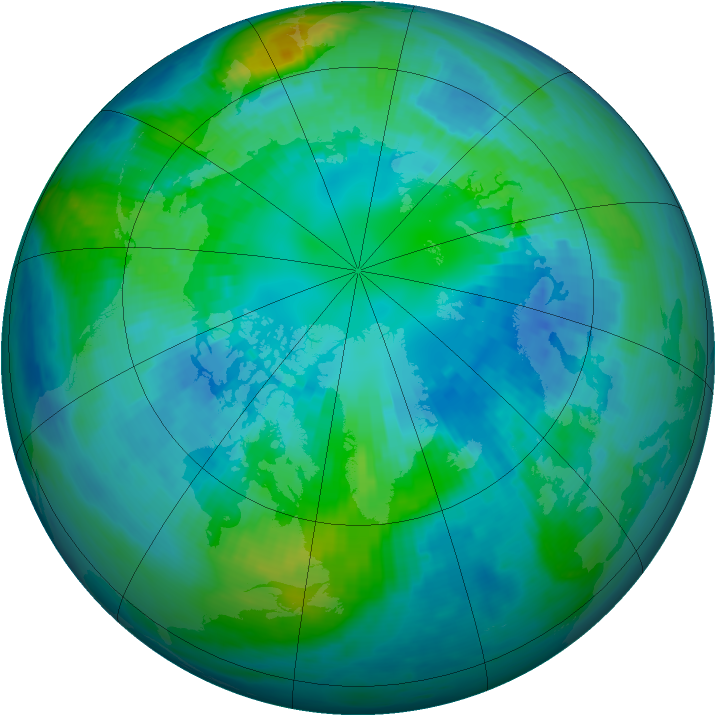 Arctic ozone map for 14 October 1988